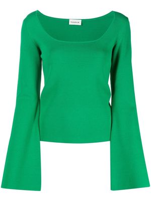 P.A.R.O.S.H. bell-sleeve knitted blouse - Green