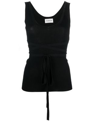 P.A.R.O.S.H. belted-waist ribbed top - Black