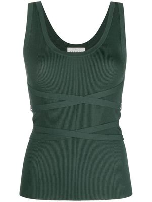 P.A.R.O.S.H. belted-waist ribbed top - Green