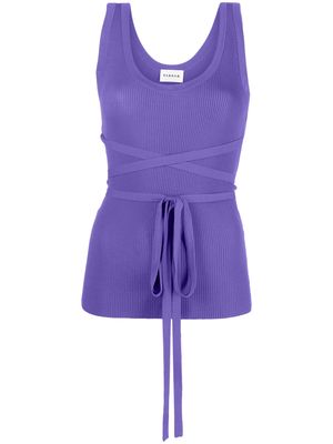 P.A.R.O.S.H. belted-waist ribbed top - Purple