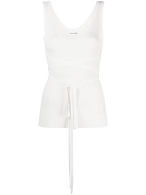 P.A.R.O.S.H. belted-waist ribbed top - White