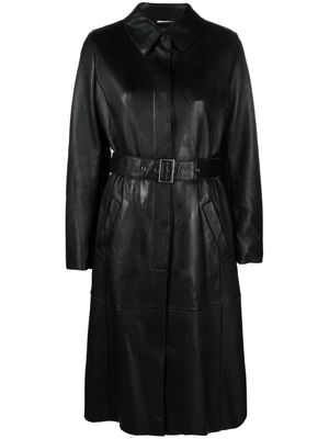 P.A.R.O.S.H. belted waist single-breasted coat - Black