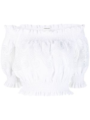 P.A.R.O.S.H. broderie-anglaise cropped blouse - White