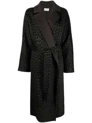 P.A.R.O.S.H. Cappotto leopard-print belted coat - Green