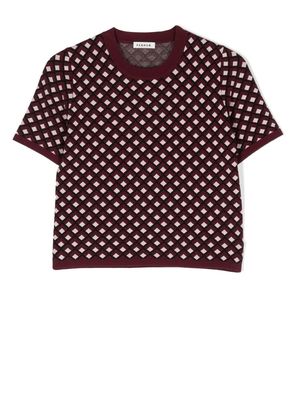 P.A.R.O.S.H. checked short-sleeve knit top - Red