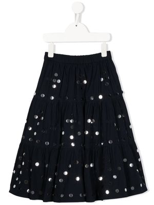 P.A.R.O.S.H. Cindera disc-embellished tiered skirt - Blue