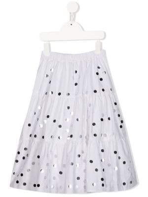 P.A.R.O.S.H. Cindera disc-embellished tiered skirt - White