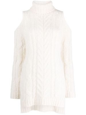 P.A.R.O.S.H. cold-shoulder cable-knit jumper - White