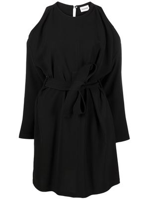 P.A.R.O.S.H. cold-shoulder tied-waist dress - Black