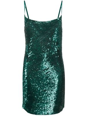 P.A.R.O.S.H. cowl-neck sequinned mini dress - Green