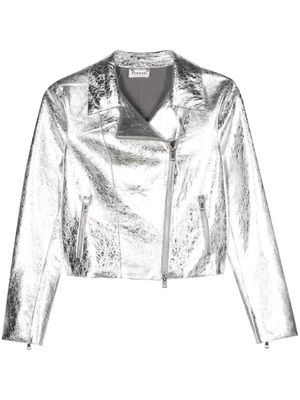 P.A.R.O.S.H. cracked-effect leather jacket - Silver