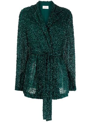 P.A.R.O.S.H. crystal-embellished belted jacket - Green