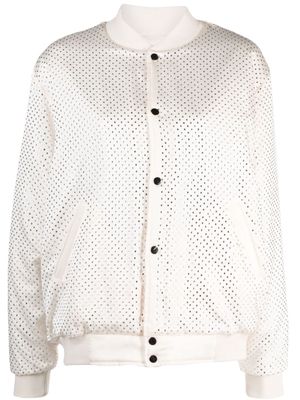 P.A.R.O.S.H. crystal-embellished button-up bomber jacket - Neutrals