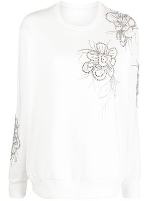 P.A.R.O.S.H. crystal-embellished cotton sweatshirt - White
