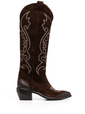 P.A.R.O.S.H. decorative-stitching 80mm cowboy boots - Brown