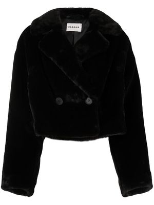 P.A.R.O.S.H. double-breasted cropped faux-fur jacket - Black