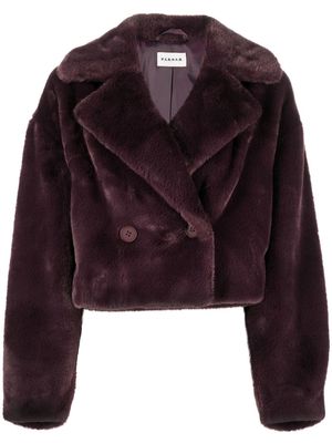 P.A.R.O.S.H. double-breasted cropped faux-fur jacket - Purple
