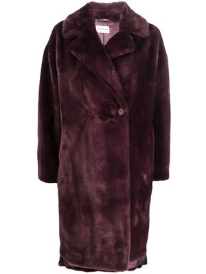 P.A.R.O.S.H. double-breasted faux-fur coat - Purple