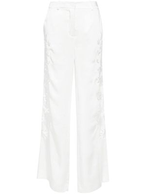 P.A.R.O.S.H. dragon-embroidered straight trousers - White