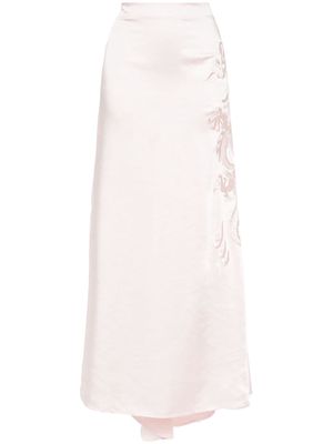 P.A.R.O.S.H. dragon-embroidery maxi skirt - Pink
