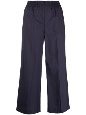 P.A.R.O.S.H. elastic-waist cotton cropped trousers - Blue