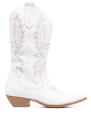 P.A.R.O.S.H. embroidered-design texan boots - White