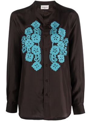 P.A.R.O.S.H. embroidered-motif silk shirt - Brown