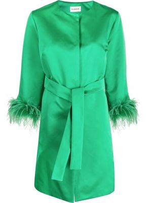P.A.R.O.S.H. feather-trim belted coat - Green