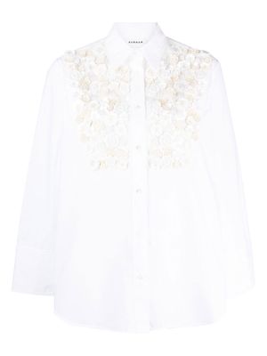 P.A.R.O.S.H. floral appliqué long-sleeved shirt - White