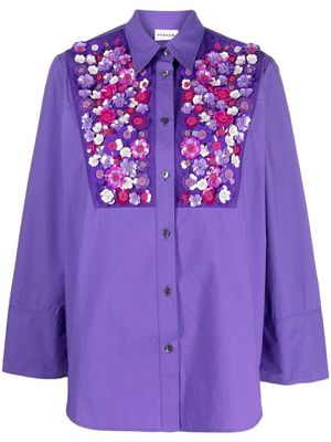 P.A.R.O.S.H. floral-appliqué shirt - Purple