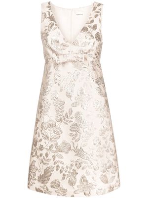 P.A.R.O.S.H. floral-embroidered sleeveless minidress - Neutrals