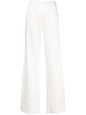 P.A.R.O.S.H. floral-embroidery palazzo trousers - White