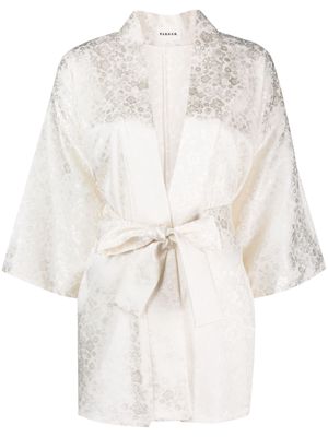 P.A.R.O.S.H. floral-jacquard tie-waist jacket - White