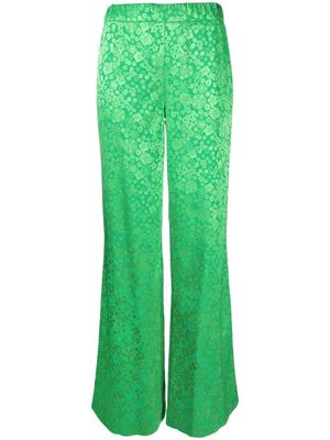 P.A.R.O.S.H. floral-jacquard wide-leg trousers - Green
