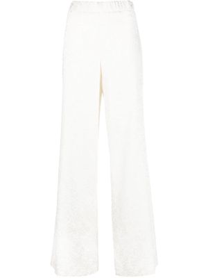 P.A.R.O.S.H. floral-jacquard wide-leg trousers - White