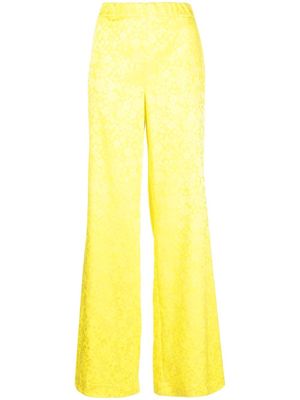 P.A.R.O.S.H. floral-jacquard wide-leg trousers - Yellow