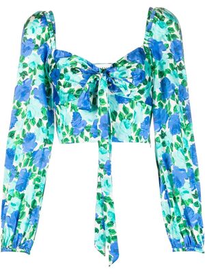 P.A.R.O.S.H. floral-print bow-detail blouse - Blue