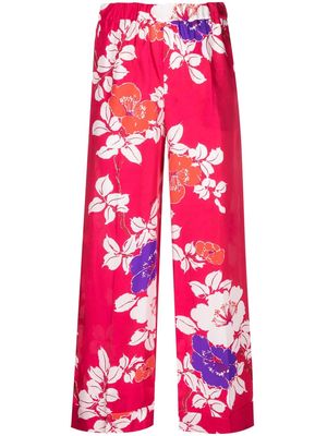 P.A.R.O.S.H. floral-print cropped silk trousers - Pink
