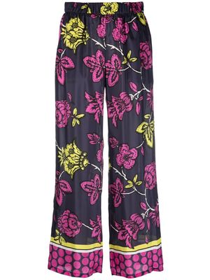 P.A.R.O.S.H. floral-print cropped trousers - Blue