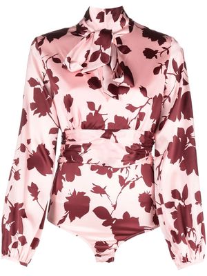 P.A.R.O.S.H. floral print long-sleeve bodysuit - Pink