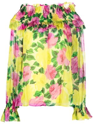 P.A.R.O.S.H. floral-print long-sleeved blouse - Yellow