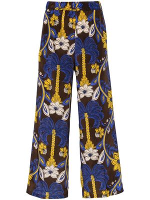 P.A.R.O.S.H. floral-print silk palazzo trousers - Blue