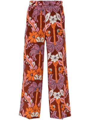 P.A.R.O.S.H. floral-print silk palazzo trousers - Orange