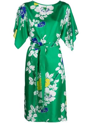 P.A.R.O.S.H. floral-print silk shift dress - Green