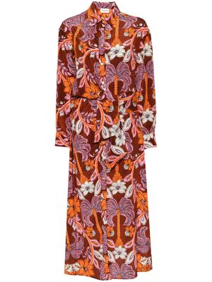 P.A.R.O.S.H. floral-print silk shirt dress - Orange