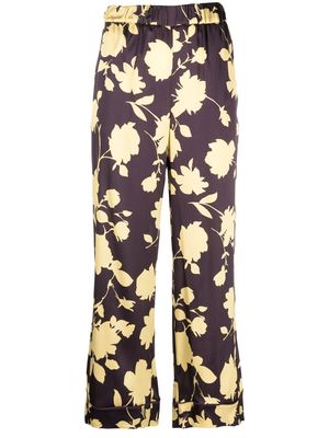 P.A.R.O.S.H. floral print straight trousers - Brown