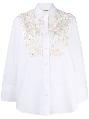 P.A.R.O.S.H. flower-appliqué oversized shirt - White