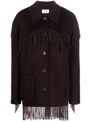 P.A.R.O.S.H. frayed-trim wool oversized coat - Black
