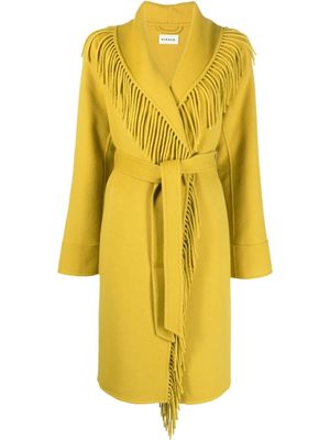 P.A.R.O.S.H. fringe-detail belted-waist coat - Yellow