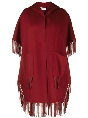 P.A.R.O.S.H. fringed wool poncho coat - Red